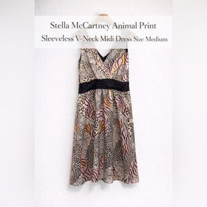 Stella McCartney Size M Animal Print Sleeveless V-Neck Midi Dress